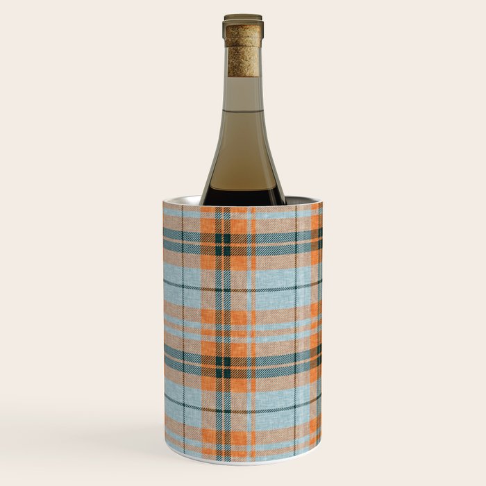 fall plaid - orange and blue Wine Chiller Gallery Image 1