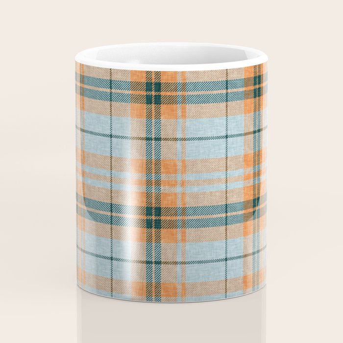 fall plaid - orange and blue Coffee Mug Gallery Image 4
