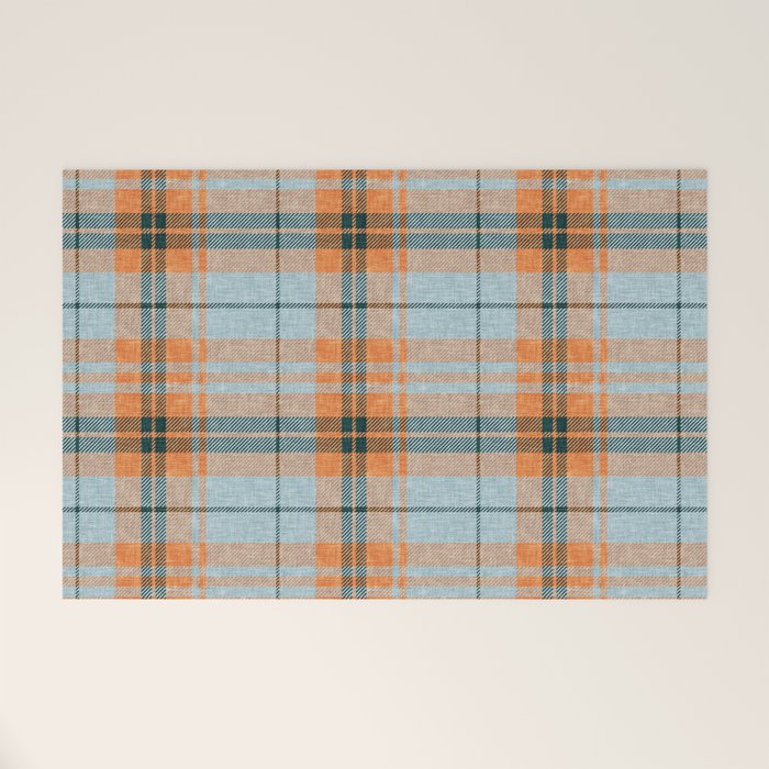 fall plaid - orange and blue Welcome Mat Gallery Image 1