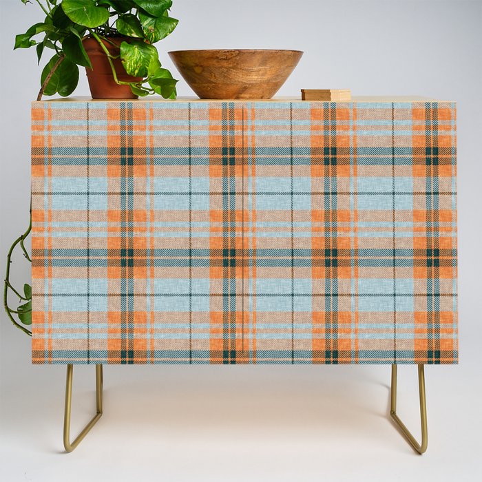 fall plaid - orange and blue Credenza Gallery Image 1