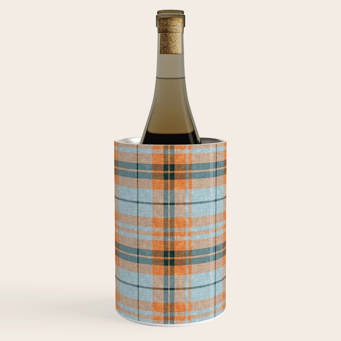 fall plaid - orange and blue Wine Chiller Gallery Image 2
