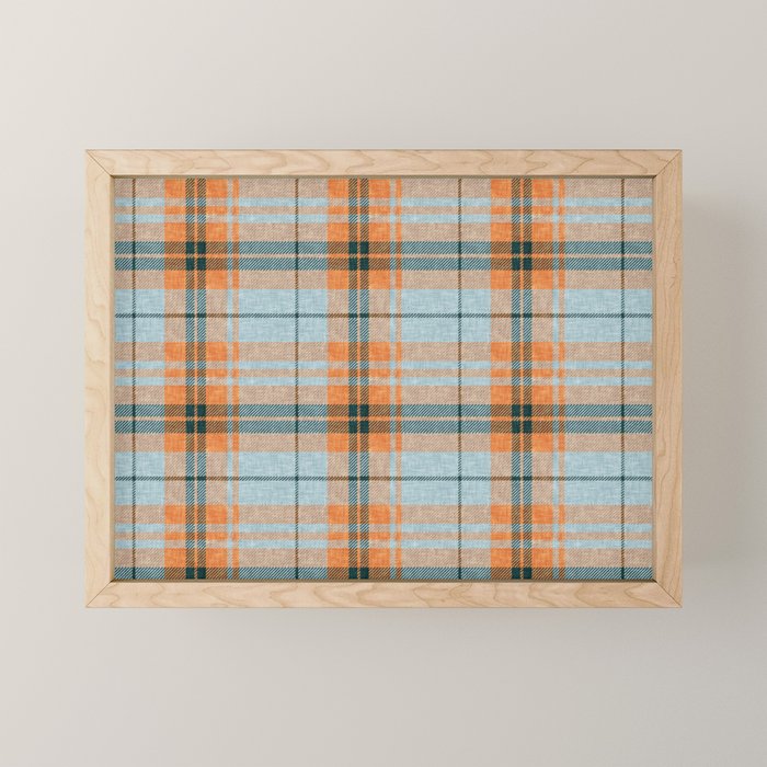 fall plaid - orange and blue Mini Art Print Gallery Image 1
