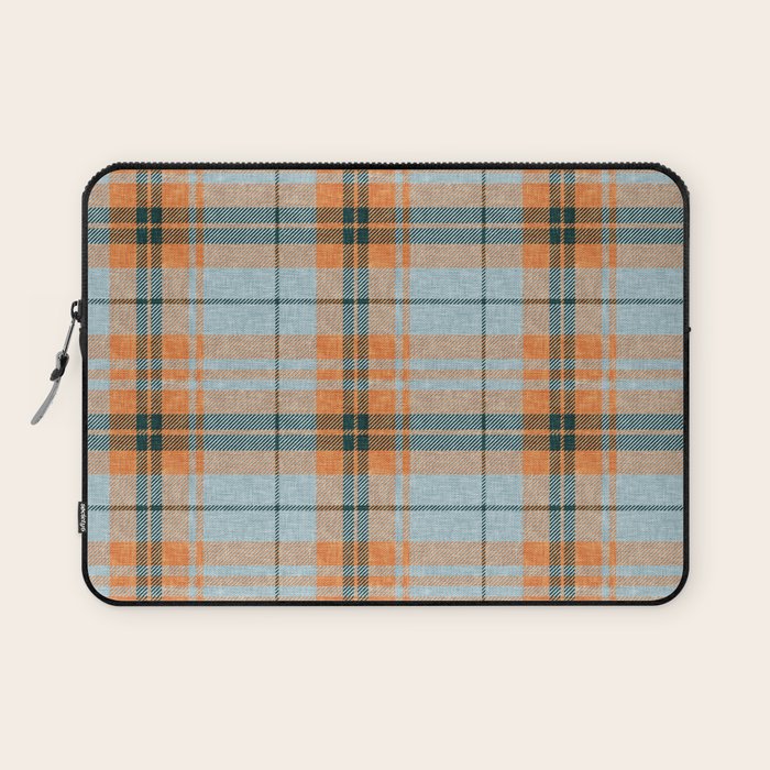 fall plaid - orange and blue Laptop Sleeve Gallery Image 1