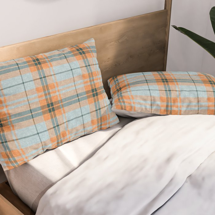 fall plaid - orange and blue Pillow Sham Gallery Image 2