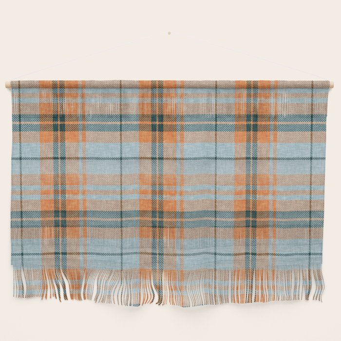 fall plaid - orange and blue Wall Hanging Gallery Image 1