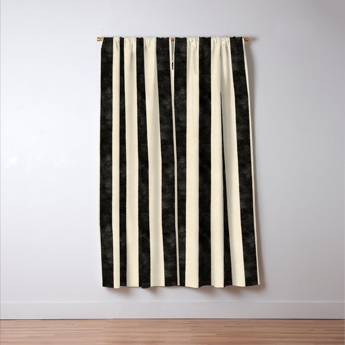 Cabana Stripe - black & cream Window Curtain Gallery Image 3