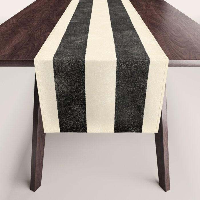 Cabana Stripe - black & cream Table Runner Gallery Image 1