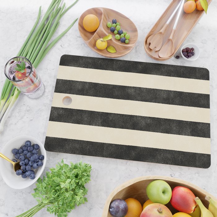 Cabana Stripe - black & cream Cutting Board Gallery Image 2