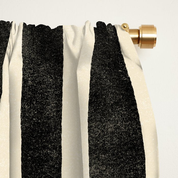 Cabana Stripe - black & cream Window Curtain Gallery Image 2