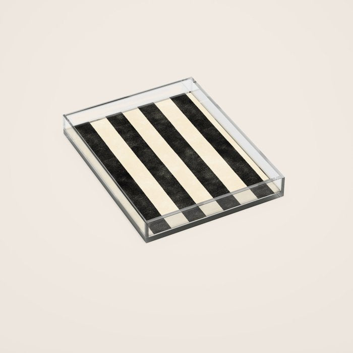 Cabana Stripe - black & cream Acrylic Tray Gallery Image 2