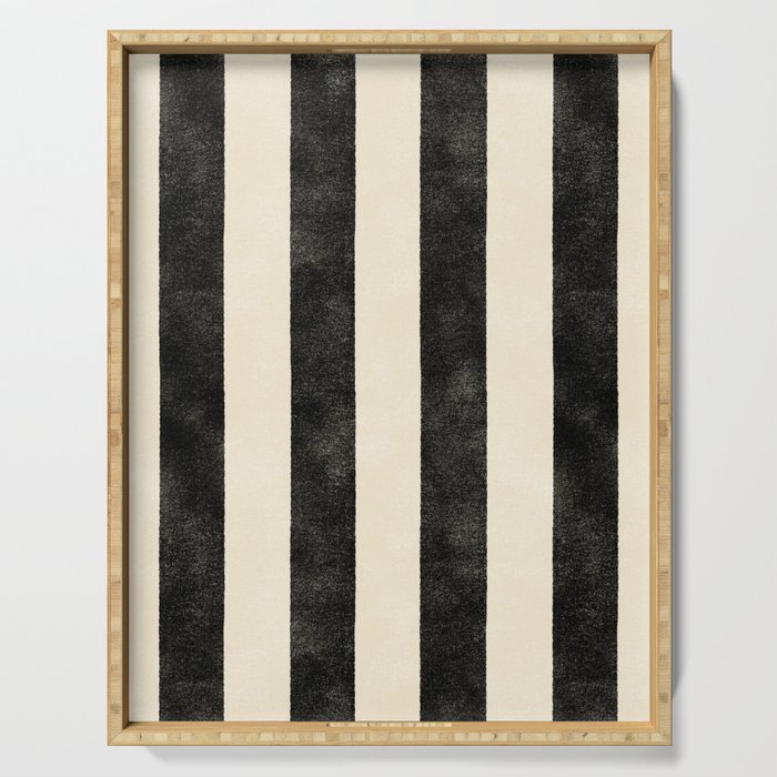 Cabana Stripe - black & cream Serving Tray Gallery Image 1