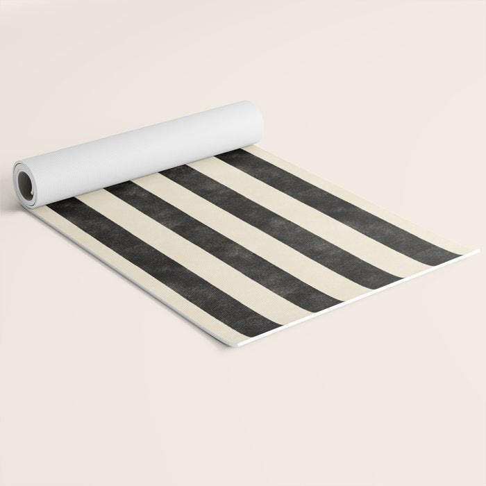 Cabana Stripe - black & cream Yoga Mat Gallery Image 2