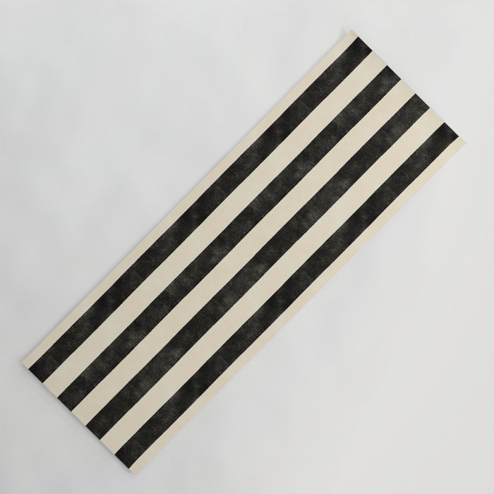 Cabana Stripe - black & cream Yoga Mat Gallery Image 1