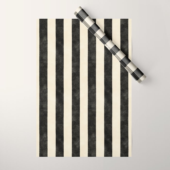 Cabana Stripe - black & cream Wrapping Paper Gallery Image 1