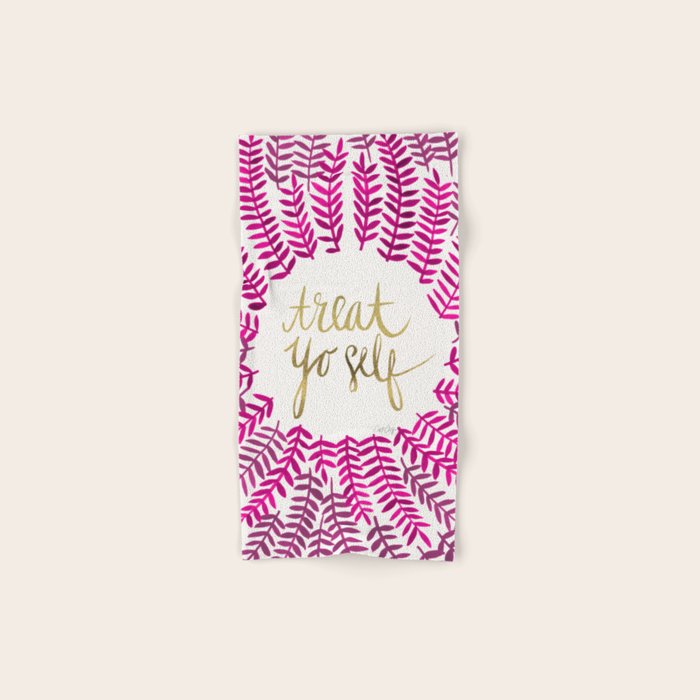 Treat Yo Self â Pink & Gold Bath Towel Gallery Image 1