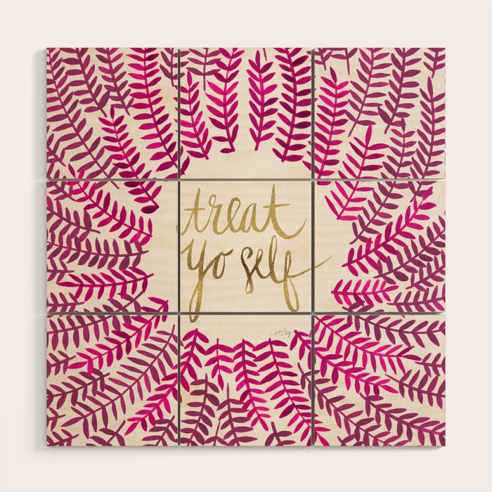 Treat Yo Self â Pink & Gold Wood Wall Art Gallery Image 1