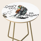 "Don't Call Me Honey" Cowgirl On Horseback Shooting a Rattlesnake Side Table Gallery Image 2