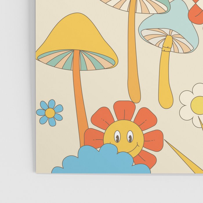 retro fantasy , boho mushroom rainbow trip Poster Gallery Image 3