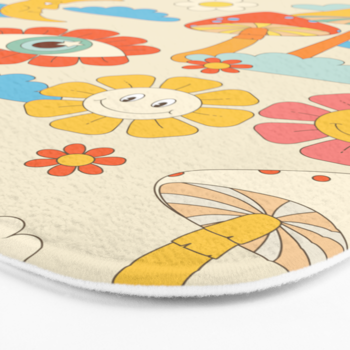 retro fantasy , boho mushroom rainbow trip Bath Mat Gallery Image 3