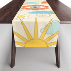 retro fantasy , boho mushroom rainbow trip Table Runner Gallery Image 1