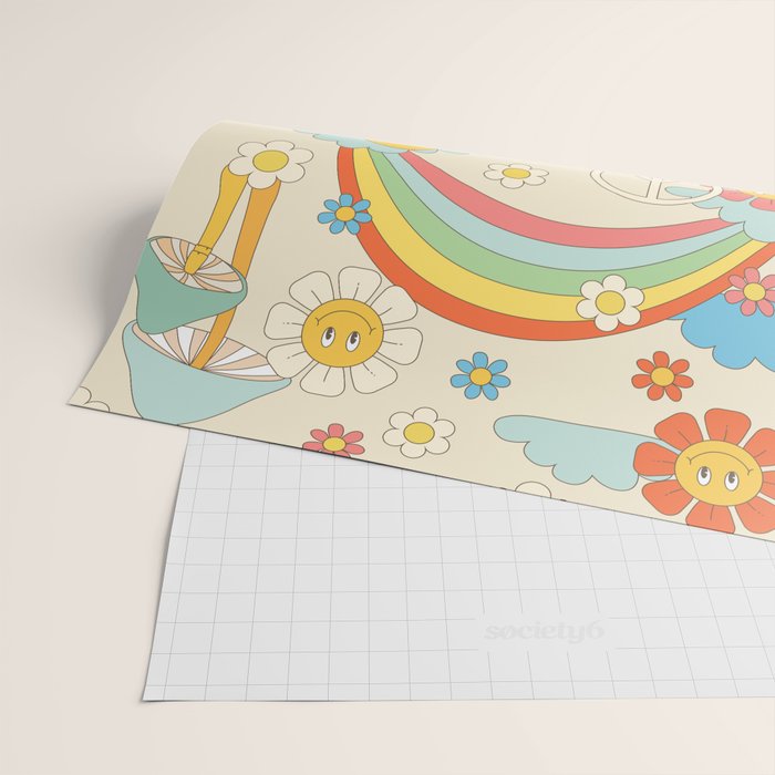 retro fantasy , boho mushroom rainbow trip Wrapping Paper Gallery Image 2