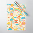 retro fantasy , boho mushroom rainbow trip Wrapping Paper Gallery Image 1