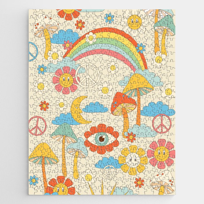 retro fantasy , boho mushroom rainbow trip Jigsaw Puzzle Gallery Image 1