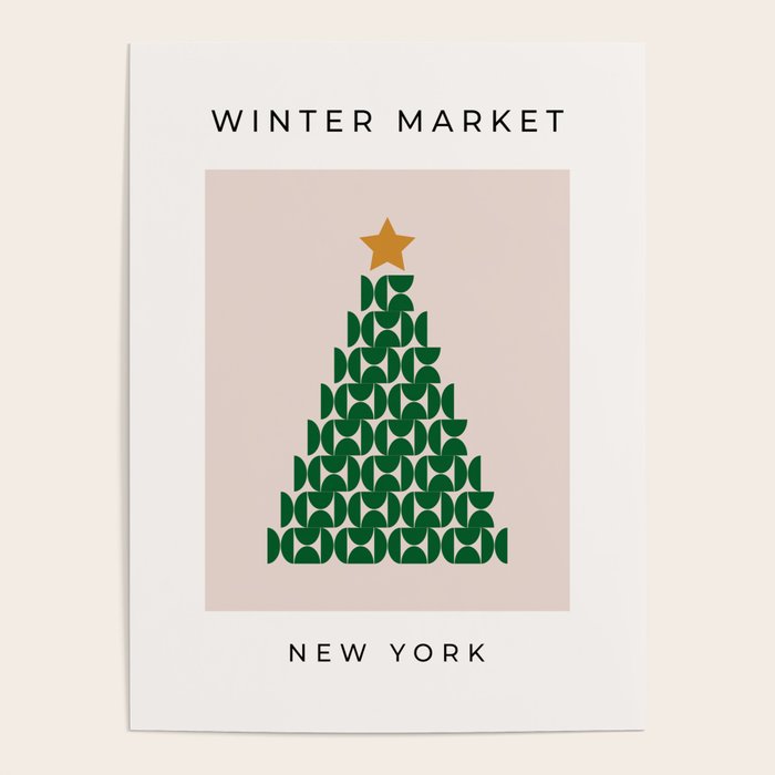 Winter Market | 05 - Festive Christmas Tree Green And Neutral Modern Holiday Poster Gallery Image 1