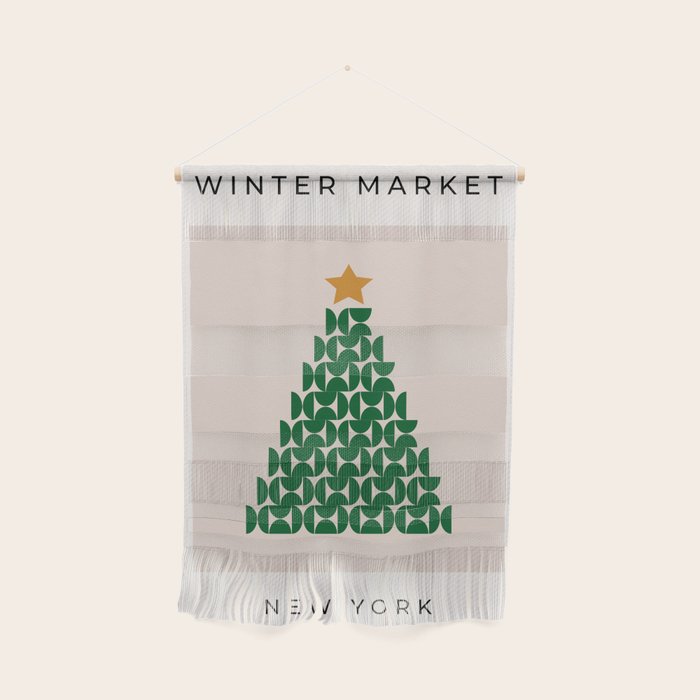 Winter Market | 05 - Festive Christmas Tree Green And Neutral Modern Holiday Wall Hanging Gallery Image 1