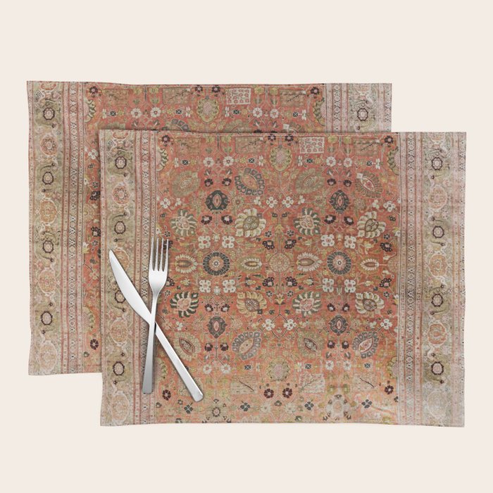 Antique Tabriz Persian Rug Print Placemat Gallery Image 1