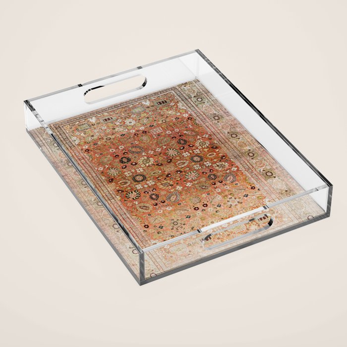 Antique Tabriz Persian Rug Print Acrylic Tray Gallery Image 1