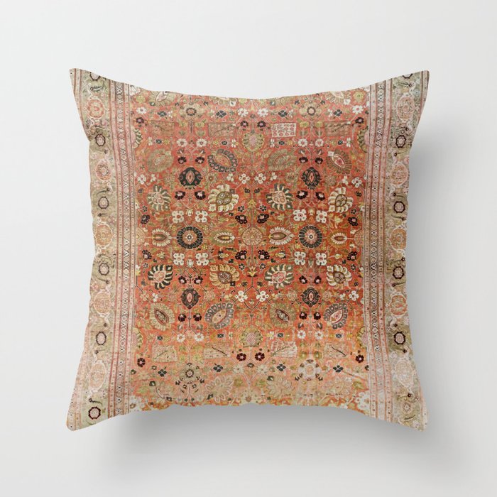 Antique Tabriz Persian Rug Print Throw Pillow Gallery Image 6
