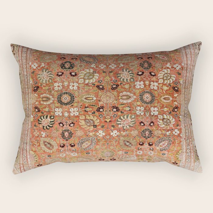 Antique Tabriz Persian Rug Print Rectangular Pillow Gallery Image 2