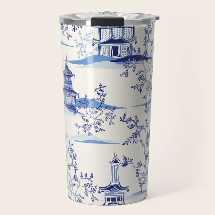 Chinoiserie Pagoda Pattern Travel Mug Gallery Image 1