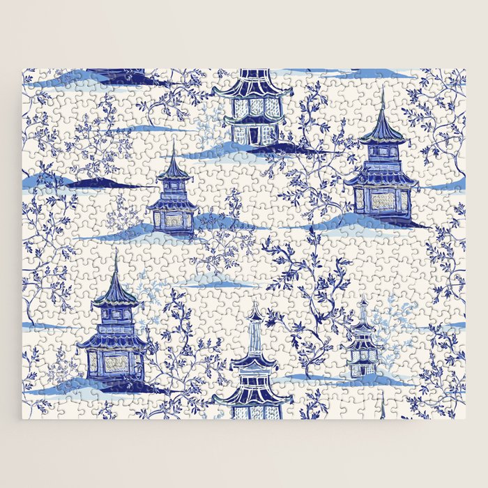 Chinoiserie Pagoda Pattern Jigsaw Puzzle Gallery Image 1
