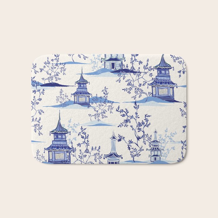 Chinoiserie Pagoda Pattern Bath Mat Gallery Image 1