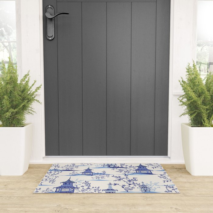 Chinoiserie Pagoda Pattern Welcome Mat Gallery Image 3