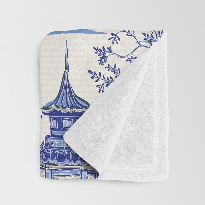 Chinoiserie Pagoda Pattern Throw Blanket Gallery Image 3