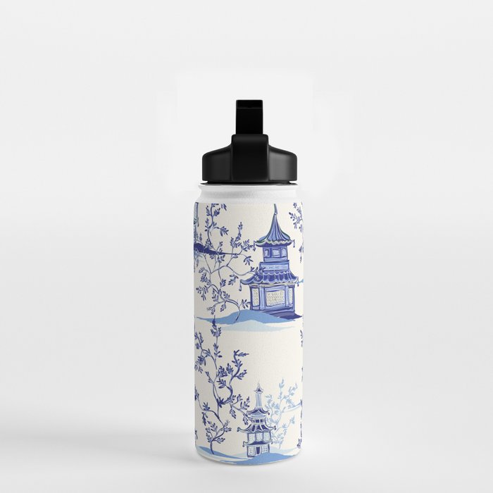 Chinoiserie Pagoda Pattern Water Bottle Gallery Image 2