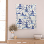 Chinoiserie Pagoda Pattern Wall Tapestry Gallery Image 2