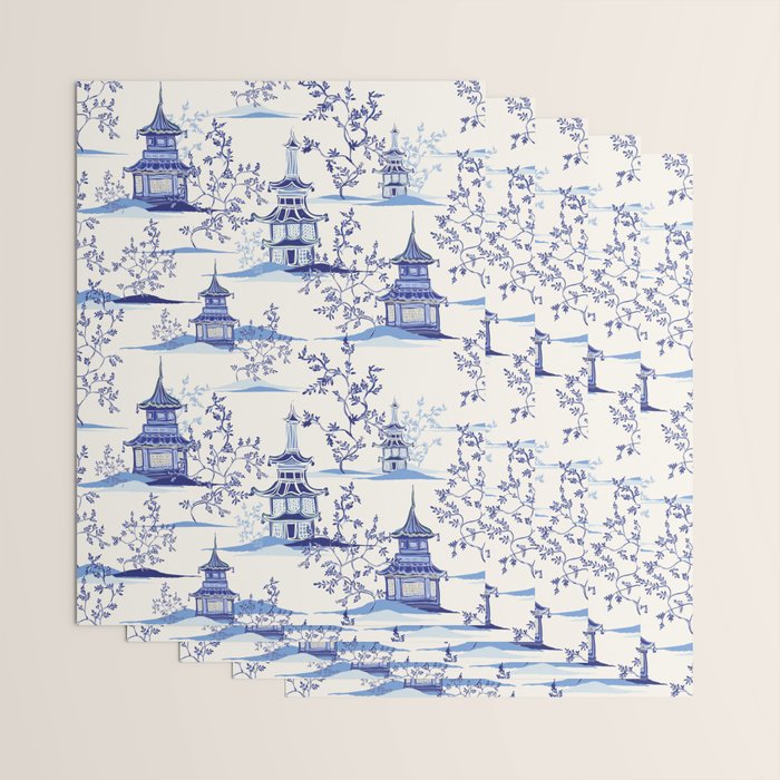 Chinoiserie Pagoda Pattern Wrapping Paper Gallery Image 3