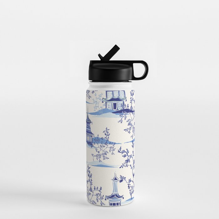 Chinoiserie Pagoda Pattern Water Bottle Gallery Image 1