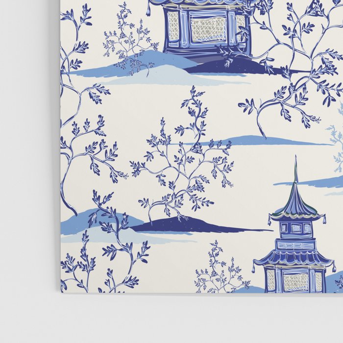 Chinoiserie Pagoda Pattern Poster Gallery Image 3