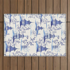 Chinoiserie Pagoda Pattern Outdoor Rug Gallery Image 1