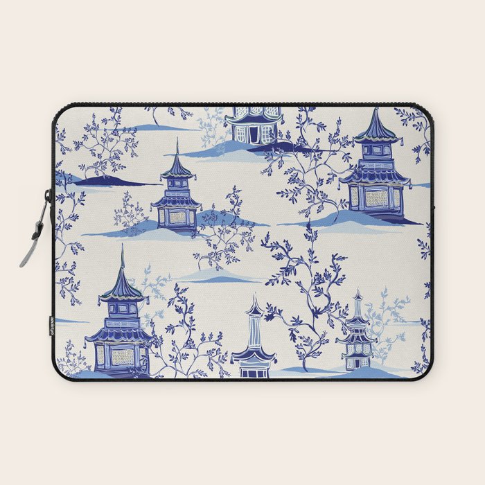 Chinoiserie Pagoda Pattern Laptop Sleeve Gallery Image 1