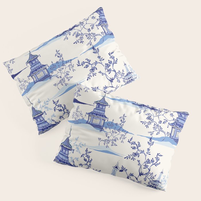 Chinoiserie Pagoda Pattern Pillow Sham Gallery Image 3