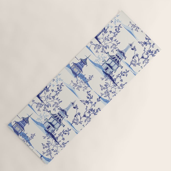 Chinoiserie Pagoda Pattern Yoga Mat Gallery Image 1