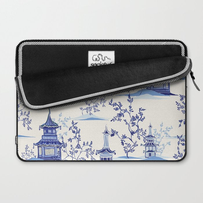 Chinoiserie Pagoda Pattern Laptop Sleeve Gallery Image 2