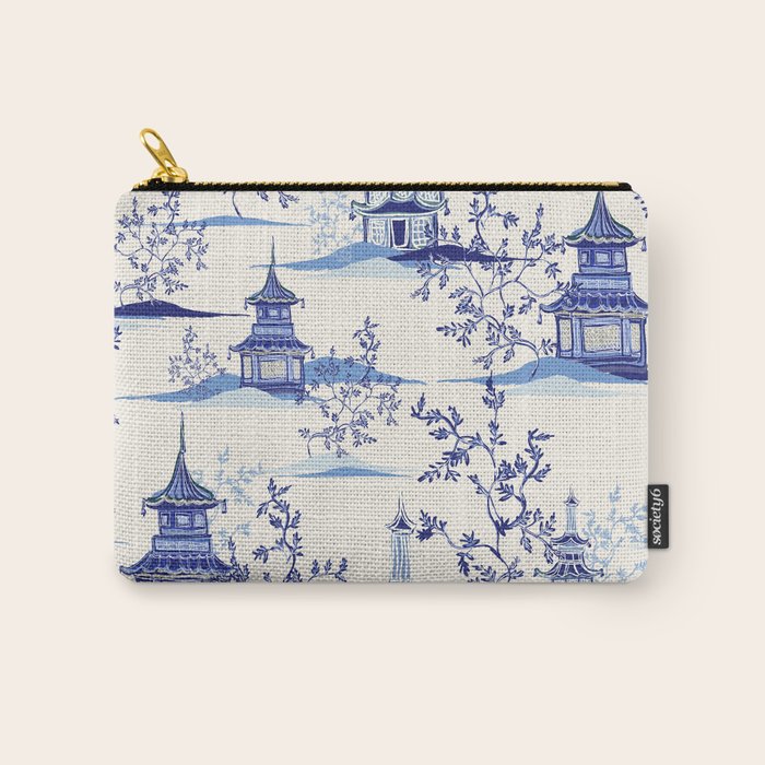 Chinoiserie Pagoda Pattern Carry All Pouch Gallery Image 1