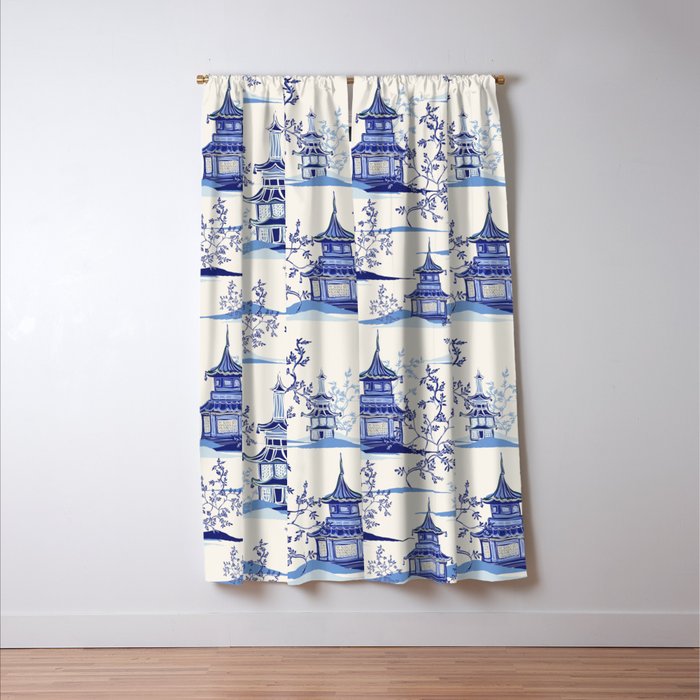 Chinoiserie Pagoda Pattern Window Curtain Gallery Image 3